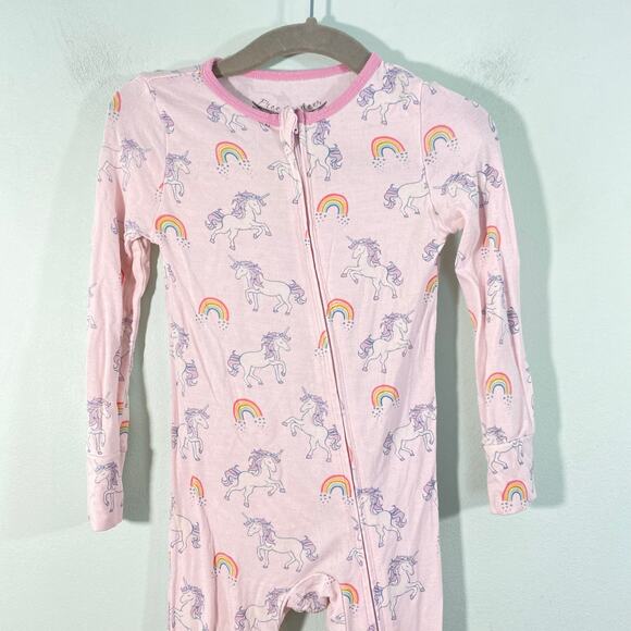 Free Birdees Pink Unicorn Full Zip Bamboo Footed Pajamas Size 18-24M - Picture 2 of 5